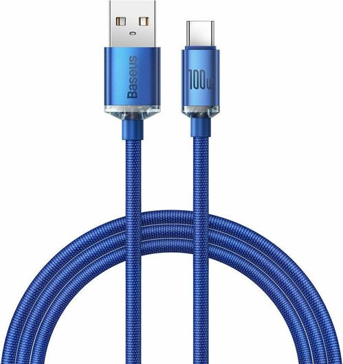 Καλώδιο USB Type-C Baseus Crystal Shine CAJY000403 Braided USB 2.0 male σε USB-A male 1.2m Μπλε