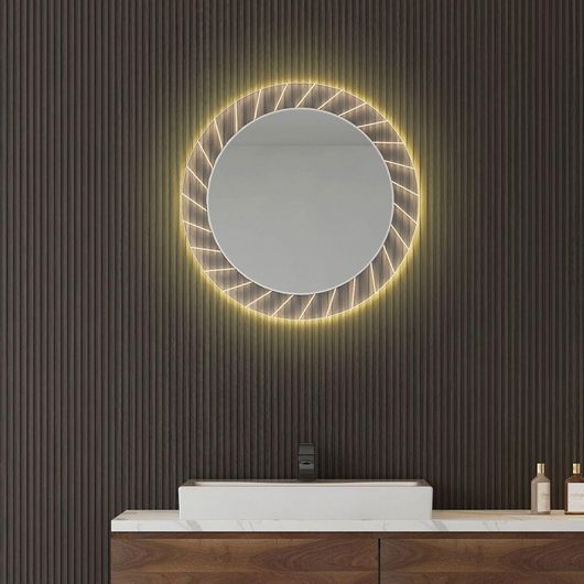 Καθρέπτης Μπάνιου Luminor Sun SUN70 Στρογγυλός LED από Πλαστικό 70x70cm Μαύρο