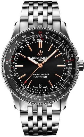 Ανδρικό Ρολόι Breitling A17326241B1A1 Navitimer με Μεταλλικό Μπρασελέ Ασημί
