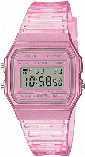 Γυναικείο Ρολόι Casio F-91WS-4EF με Λουράκι από Καουτσούκ Ροζ