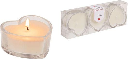 Σετ Κεράκια 461271 σε Σχήμα Καρδιάς Αρωματικά 7.5x7.5cm 3τμχ Κόκκινο / Λευκό