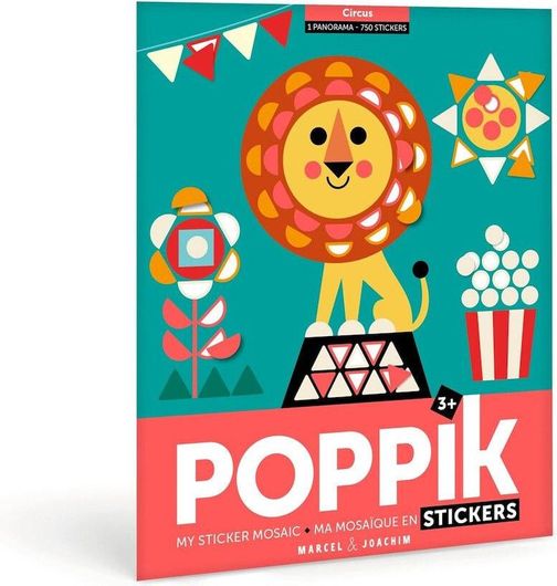 Χειροτεχνία Poppik Μεγάλο μωσαϊκό με 750 αυτοκόλλητα Τσίρκο για 3+ Ετών