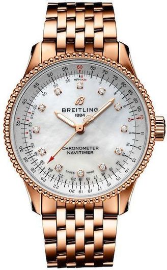 Γυναικείο Ρολόι Breitling R17395211A1R1 Navitimer με Μεταλλικό Μπρασελέ Ροζ Χρυσό