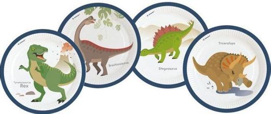 Πιάτο Happy Dinosaur Μεγάλο 23cm 8τμχ Πολύχρωμο