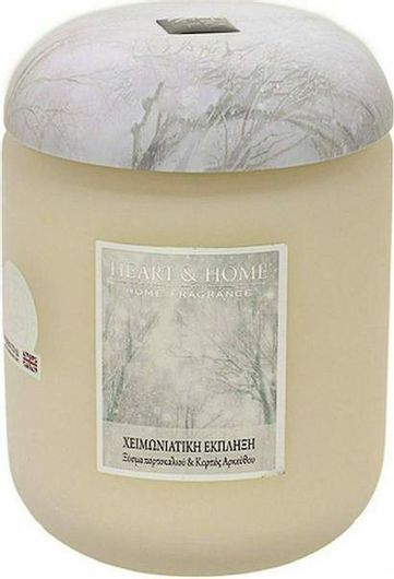 Αρωματικό Κερί Heart & Home Σόγιας σε Βάζο Ξύσμα Πορτοκαλιού & Καρπό Αρκεύθου 340gr Μπεζ