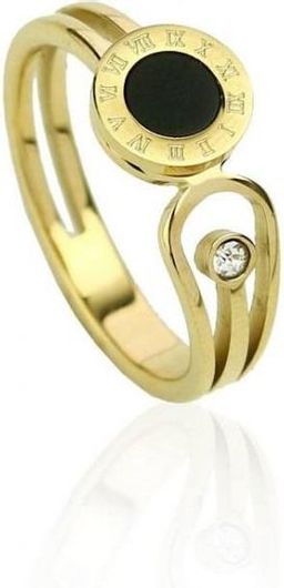 Δαχτυλίδι PST593_1194-1 από Ανοξείδωτο Ατσάλι με Μαύρη Πέτρα No.9