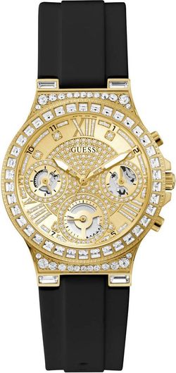 Γυναικείο Ρολόι Guess GW0257L1 Moonlight με Λουράκι από Καουτσούκ Μαύρο