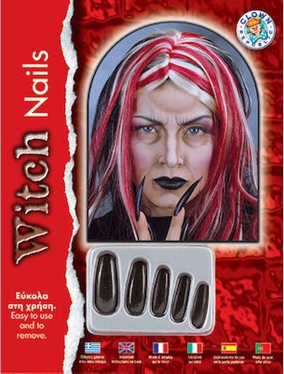 Αποκριάτικο Αξεσουάρ Μακριά Μαύρα Νύχια Μάγισσας 10τμχ