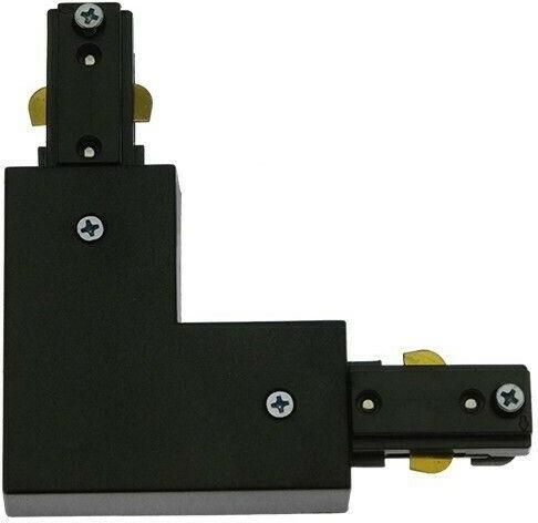 Σύνδεσμος Ράγας Φωτιστικών GloboStar Διφασικός 3 Καλωδίων Ελ (L) Μαύρος για Σποτ σε Μαύρο Χρώμα 93134