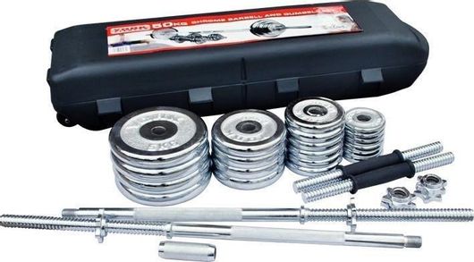 Αλτήρες 24221-1 Σετ με Μπάρα Συνολικού Βάρους 50kg σε Βαλιτσάκι