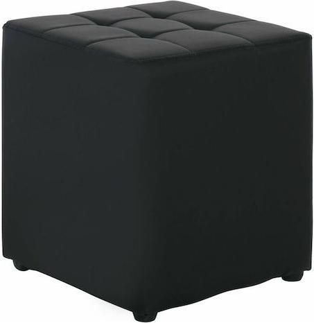 Σκαμπό Σαλονιού Woodwell Ε7046.1 Επενδυμένο με Δερματίνη Cony Μαύρο 37x37x42cm