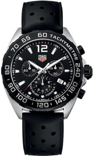 Ανδρικό Ρολόι TAG Heuer CAZ1010.FT8024 Formula 1 με Δερμάτινο Λουράκι Μαύρο