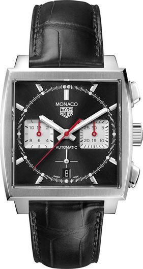 Ανδρικό Ρολόι TAG Heuer CBL2113.FC6177 Monaco με Δερμάτινο Λουράκι Μαύρο