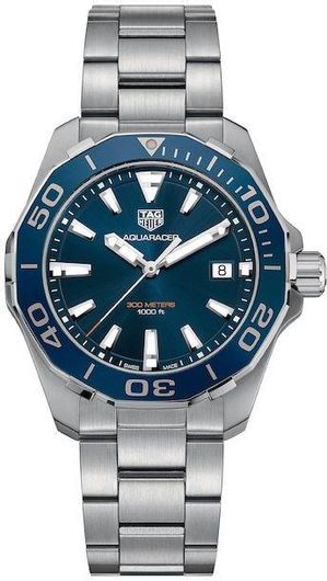 Ανδρικό Ρολόι TAG Heuer WAY111C.BA0928 Aquaracer με Μεταλλικό Μπρασελέ Ασημί
