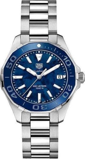 Ανδρικό Ρολόι TAG Heuer WAY131S.BA0748 Aquaracer με Μεταλλικό Μπρασελέ Ασημί