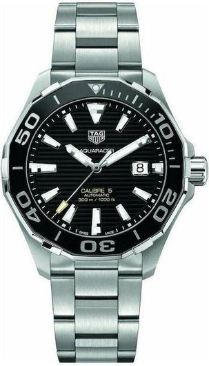 Ανδρικό Ρολόι TAG Heuer WAY201A.BA0927 Aquaracer με Μεταλλικό Μπρασελέ Ασημί