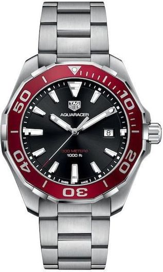 Ανδρικό Ρολόι TAG Heuer WAY101B.BA0746 Aquaracer με Μεταλλικό Μπρασελέ Ασημί