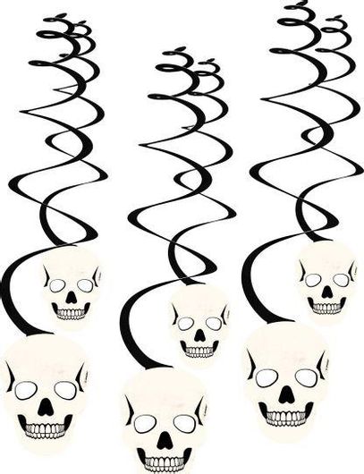 Αποκριάτικο Αξεσουάρ Amscan Κρεμαστά Διακοσμητικά Σπιράλ Νεκροκεφαλές 6τμχ 60cm