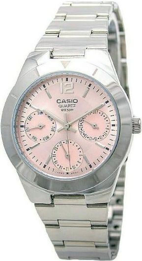 Γυναικείο Ρολόι Casio ltP-2069D-4A με Μεταλλικό Μπρασελέ Ασημί