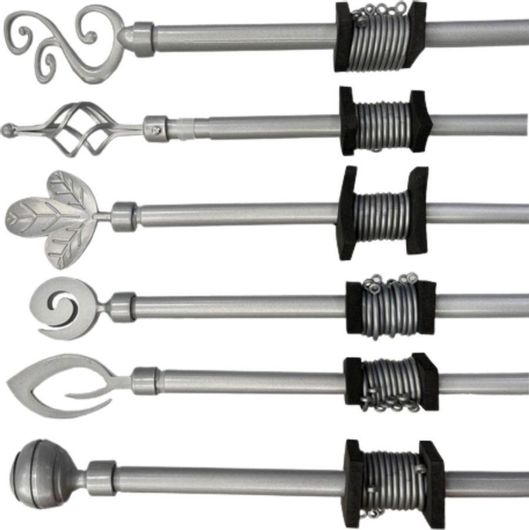 Κουρτινόβεργα Μεταλλική 120-210cm Ασημί