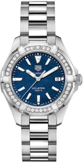 Γυναικείο Ρολόι TAG Heuer WAY131N.BA0748 Aquaracer με Μεταλλικό Μπρασελέ Ασημί