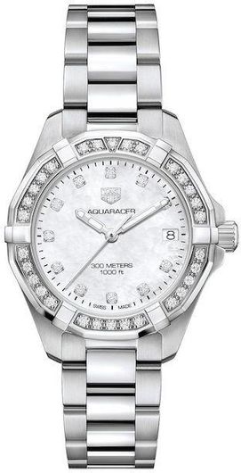 Γυναικείο Ρολόι TAG Heuer WBD1315.BA0740 Aquaracer με Μεταλλικό Μπρασελέ Ασημί