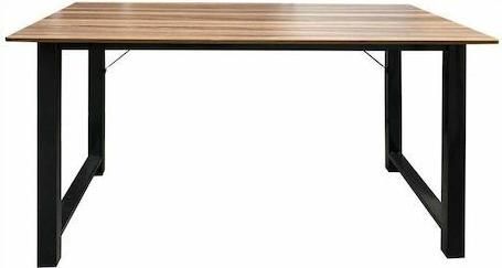 Γραφείο Woodwell Ξύλινο με Μεταλλικά Πόδια 100x60x73cm Μαύρο / Καρυδί