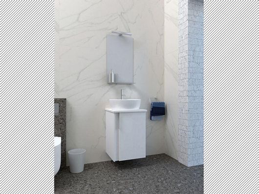 Πάγκος Μπάνιου Savvopoulos Amazon 007 με Νιπτήρα & Καθρέπτη MDF Laccato Μatt 55x43x60cm Λευκό