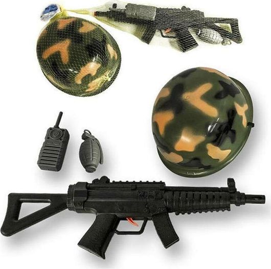 Αποκριάτικο Αξεσουάρ Carnavalista Σετ Όπλο Κράνος Ασύρματος