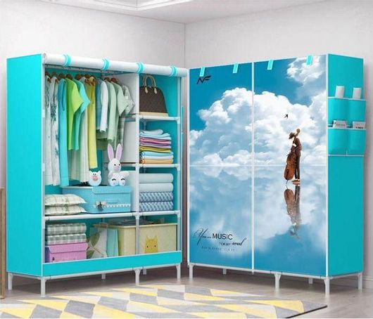 Υφασμάτινη Ντουλάπα με Φερμουάρ & Ράφια Music 125x45x175cm