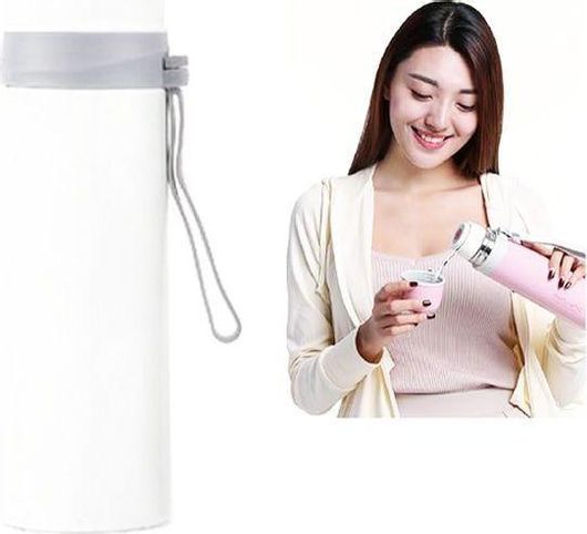 Μπουκάλι Θερμός 30603 500ml με Κουπάκι & Λουράκι 24.5x6.5cm Λευκό