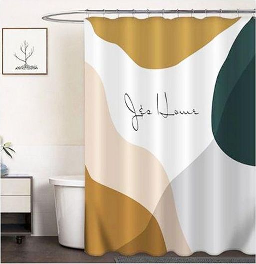 Κουρτίνα Μπάνιου Πλαστική 180x180cm Τρίχρωμη Ζωγραφιά 30321