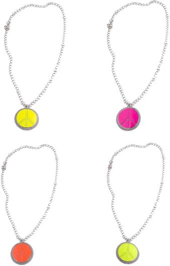 Αποκριάτικο Αξεσουάρ Κολιέ Χίπισσας Fluo Ροζ