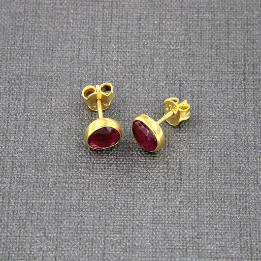 Σκουλαρίκια Ηώς ΣΚ3226Γ Καρφωτά από Ασήμι925° με Φυσική Γρανάδα