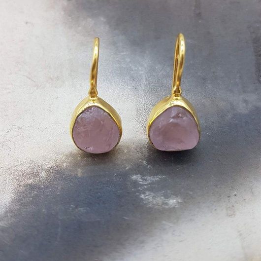 Σκουλαρίκια Ηώς XS3002 με Γάντζο από Χρυσό 18Κ & Φυσικούς Μοργανίτες