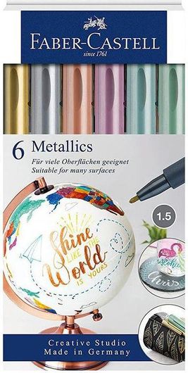 Μαρκαδόροι Ζωγραφικής Faber-Castell Metallics  6τμχ Πολύχρωμο