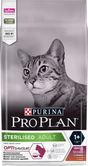 Ξηρά Τροφή Purina Pro Plan Sterilised Optisavour Adult 1.5kg για Ενήλικες Στειρωμένες Γάτες με Συκώτι & Πάπια