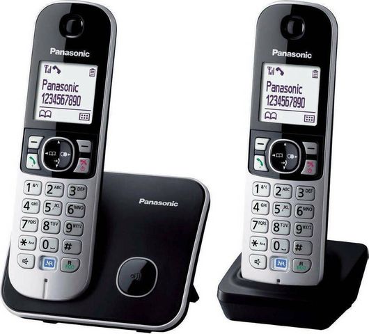 Ασύρματο Τηλέφωνο Panasonic KX-TG6812 Duo με Aνοιχτή Aκρόαση Μαύρο