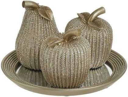 Επιτραπέζιο Διακοσμητικά Φρούτα Inart Σετ Πολυρητίνης Χρυσό 28x28x17cm 4τμχ