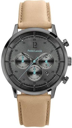 Ανδρικό Ρολόι Pierre Lannier 227F484 με Δερμάτινο Λουράκι Μπεζ