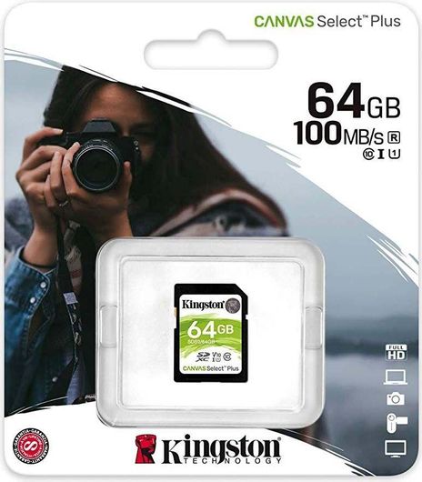 Κάρτα Μνήμης Kingston Canvas Select Plus SDXC 64GB Class 10 U1 V10 UHS-I