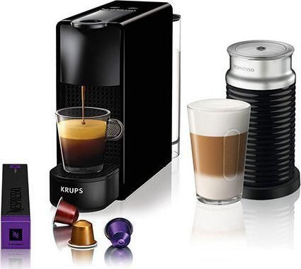 Καφετιέρα Krups Essenza Mini & Aeroccino για Κάψουλες Nespresso Πίεσης 19bar με Αφρογαλιέρα Μαύρο