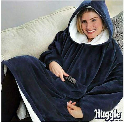 Huggle Plush Κουβέρτα Βελουτέ με Μανίκια 70x90cm Μπλε