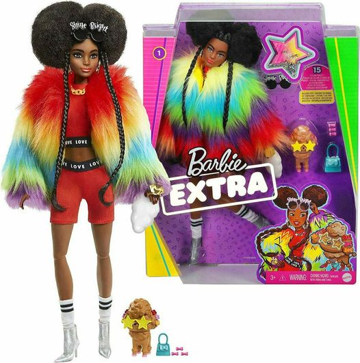 Κούκλα Barbie Mattel Extra Rainbow Coat για 3+ Ετών