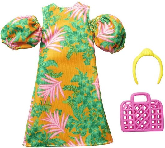 Σετ Barbie Mattel Tropical Dress With Off-Shoulder Puffy Sleeves για 3+ Ετών