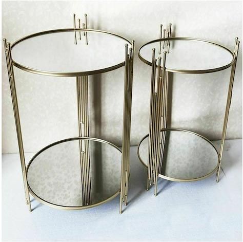 Βοηθητικό Τραπεζάκι Iliadis 78088 Στρογγυλό Γυάλινο 41x41x67cm Ασημί