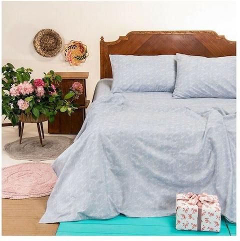 Σεντόνι Melinen Urban Line Mixology Romantic Μονό Βαμβακερό με Λάστιχο 100x200x32cm Γαλάζιο