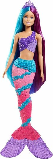 Barbie Παιδική Κούκλα Dreamtopia Γοργόνα Με Έξτρα Μακριά Μαλλιά Γαλάζιο Μοβ 33cm GTF39