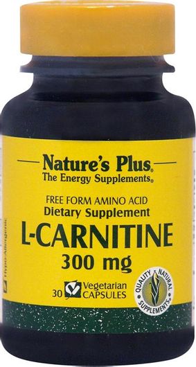 Nature's Plus L-Carnitine Συμπλήρωμα Διατροφής με Καρνιτίνη 300mg 30 Φυτικές Κάψουλες