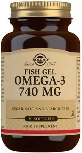 Solgar Omega 3 Fish Gel Ιχθυέλαιο 740mg 50 Μαλακές Κάψουλες